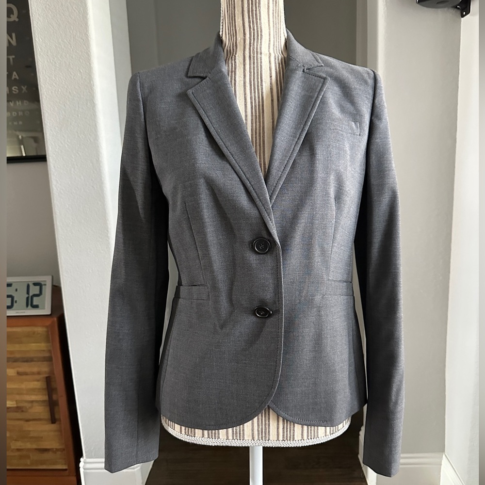JCrew Gray Two-Piece Suit Set sz 6 city fit wool blend lined 2 button blazer - Picture 5 of 16